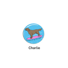 Dog on a Surfboard Badges (pack of 4)