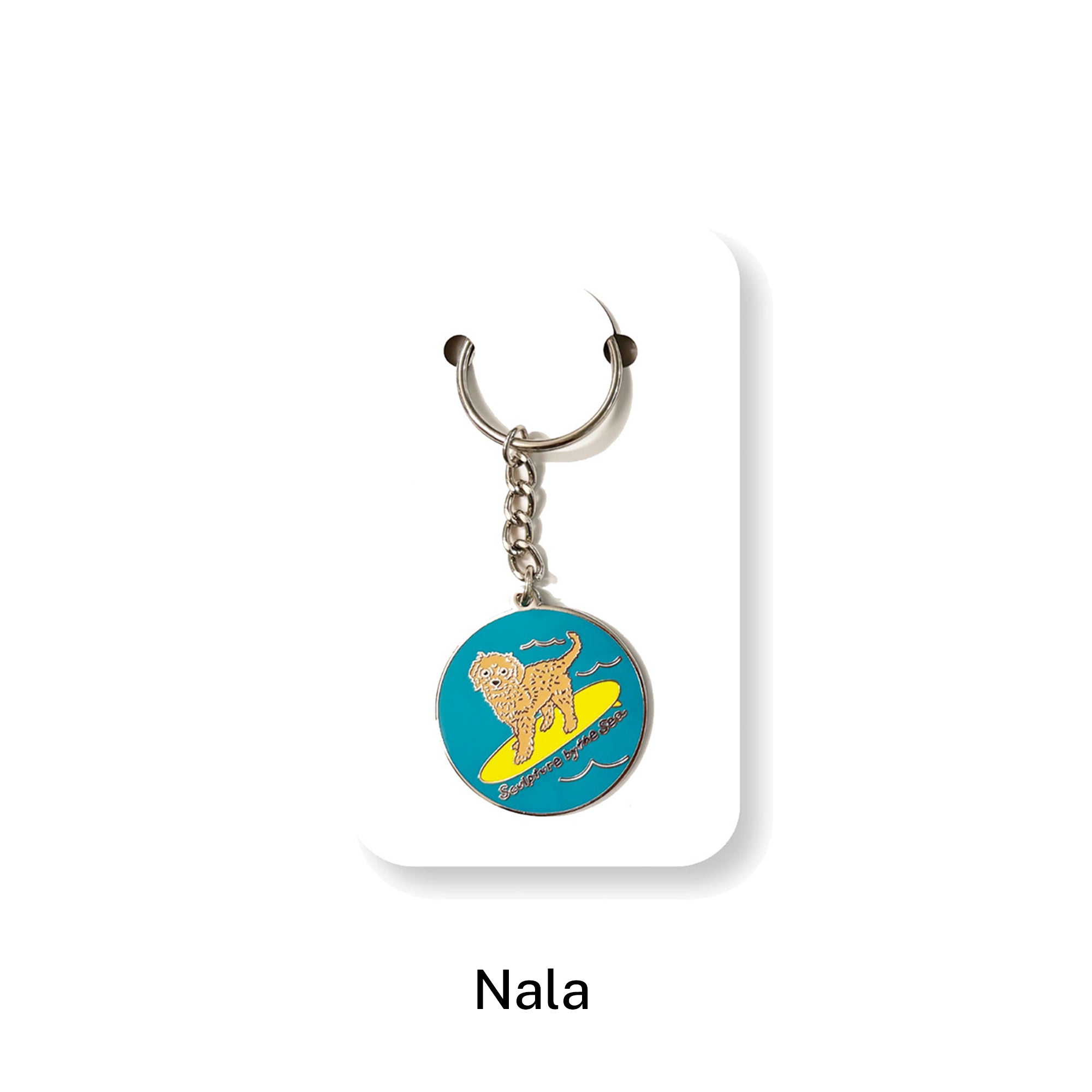 Dog on a Surfboard Enamel Keyring