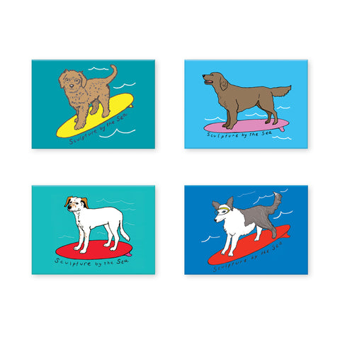 Dog on a Surfboard Magnet